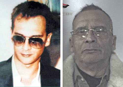 A la izquierda, imagen del capo de la Cosa Nostra Matteo Messina Denaro antes de desaparecer del mapa de la policía. A la derecha, el delincuente, de 60 años, capturado ayer.