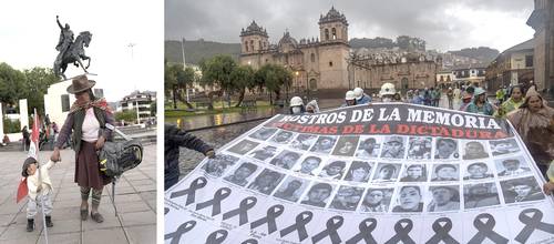 Dos escenas de las protestas de ayer en Cusco, las cuales siguen exigiendo un nuevo gobierno y una Asamblea Constituyente.