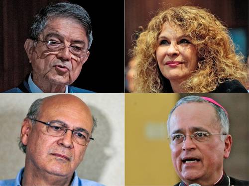 En imágenes de archivo, el escritor y ex vicepresidente Sergio Ramírez, la escritora Gioconda Belli, el periodista Carlos Chamorro y el obispo Silvio José Báez Ortega son algunos de los despojados de su ciudadanía.