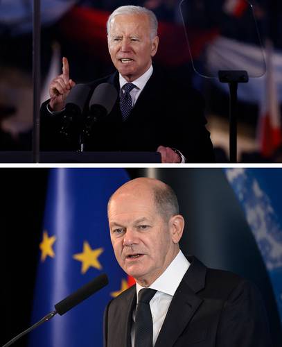 EU, con Joe Biden, y Alemania, con el canciller Olaf Scholz, están entre los tres países que más ayuda han dado a Ucrania.