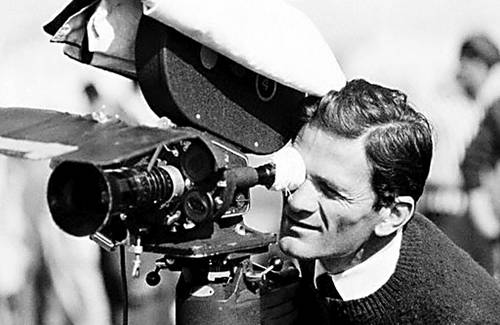 El escritor y director de cine italiano durante una filmación.