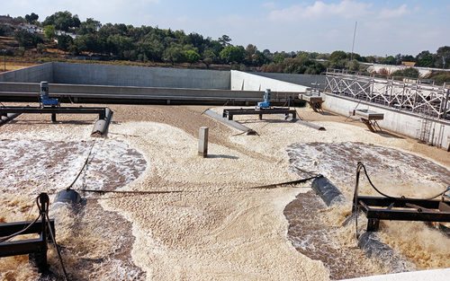 Aspecto de la planta de tratamiento de aguas residuales del municipio de Tlaxcala, donde se ubican las oficinas de la CEAS