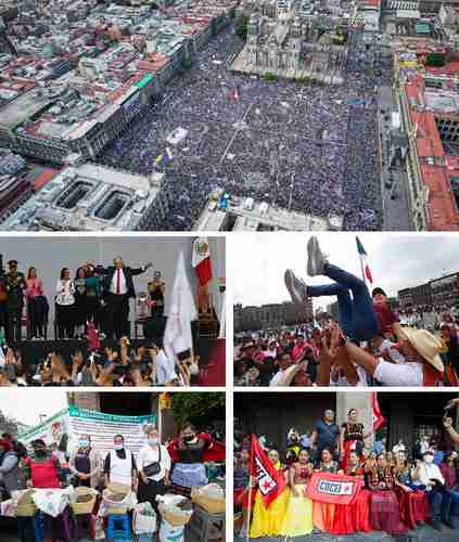 Convocados para conmemorar los 85 años de la expropiación petrolera, cientos de miles de mexicanos colmaron ayer el Zócalo y calles aledañas, donde se corearon consignas en apoyo al presidente López Obrador y su movimiento por la transformación del país.