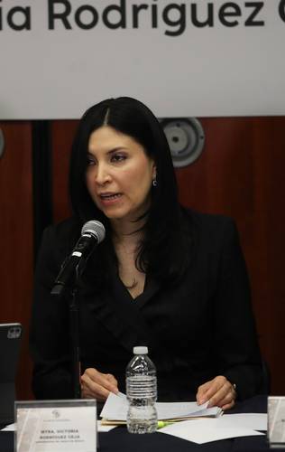 Victoria Rodríguez Ceja, gobernadora del BdeM, durante su comparecencia en el Senado.