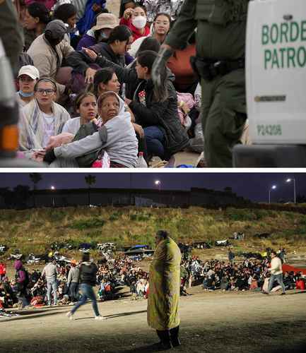  Cientos de indocumentados esperaban ayer en San Ysidro, California, en la frontera entre Tijuana y San Diego, a que fueran atendidas sus solicitudes de asilo por parte de EU. Foto Afp