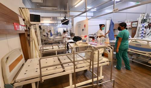 Área donde se atienden pacientes con complicaciones de covid–19 en el Hospital General Ajusco Medio, el cual será el único en la capital que atenderá los nuevos casos.