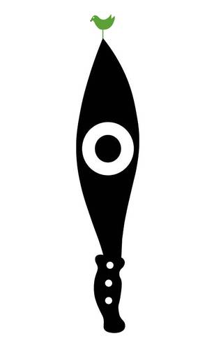 Para el cartel de la exposición, Germán Montalvo puso el pájaro del logotipo de Woodstock, que simboliza el pensamiento crítico que desarrolló durante su juventud, sobre un machete, herramienta esencial para los cortadores de caña –trabajo de su padre y su abuelo.