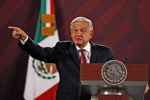 Conferencia matutina ayer en Palacio Nacional.