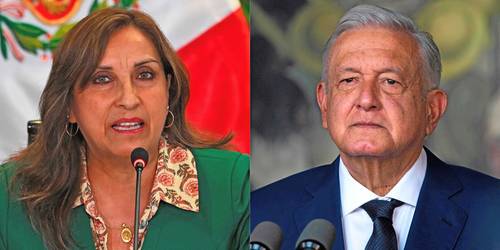 Los presidentes de Perú, Dina Boluarte, y de México, Andrés Manuel López Obrador, en imágenes de enero y septiembre pasado, respectivamente.