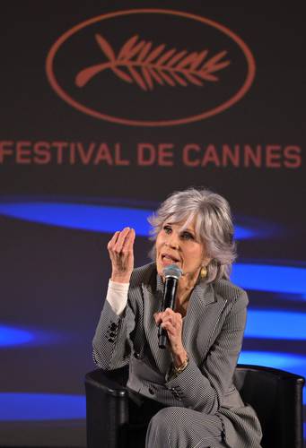 La actriz estadunidense ganadora de dos Óscar durante una charla magistral en la 76 edición del Festival de Cine de Cannes.