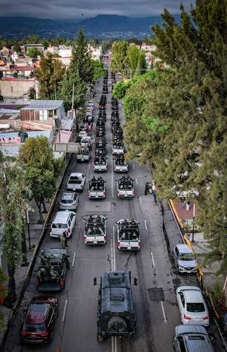 Vista aérea de los elementos desplegados ayer en el operativo destinado a reducir los índices delictivos.