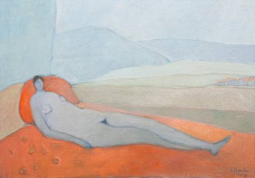 Desnudo reclinado con vista de montaña (1970), de Joy Laville.