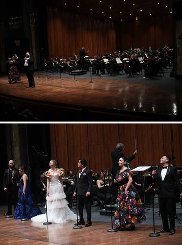 Los intérpretes, miembros del Estudio de Ópera del Inbal, en el primer concierto de dos, en el recinto cultural.