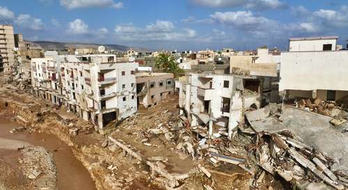 La devastada ciudad libia de Derna, una de las más afectadas por la tormenta Daniel.