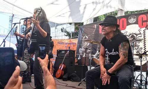 La bandaTrolebús en la presentación del sábado pasado en El Chopo.