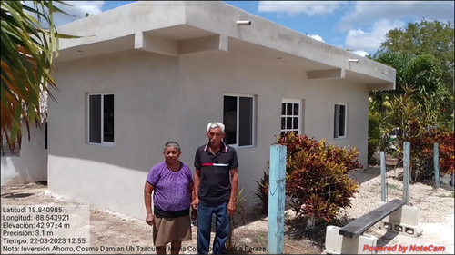 Vivienda construida con el apoyo del Programa, Sembradores María Concepción Loría Peraza y C. Cosme Damián Uh Tzacum. Francisco Herrera García