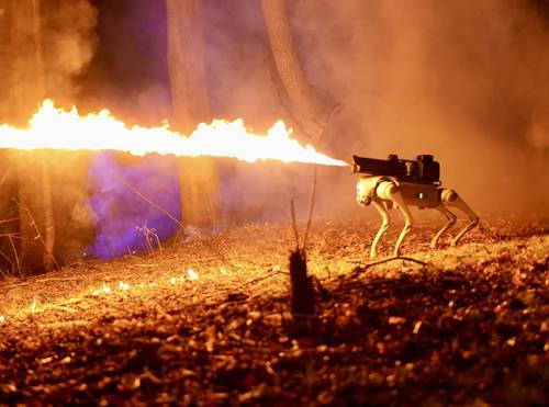 Robot dog equipped with flamethrower available for purchase by the general public in the US