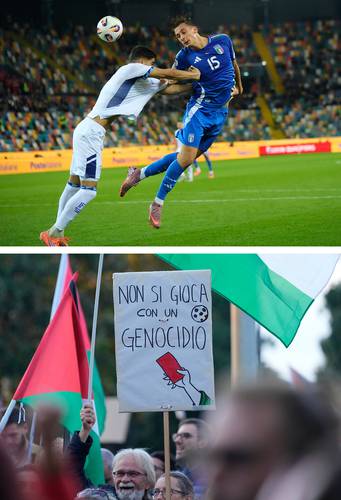 Entre francotiradores y marchas pro Palestina, Italia golea a Israel