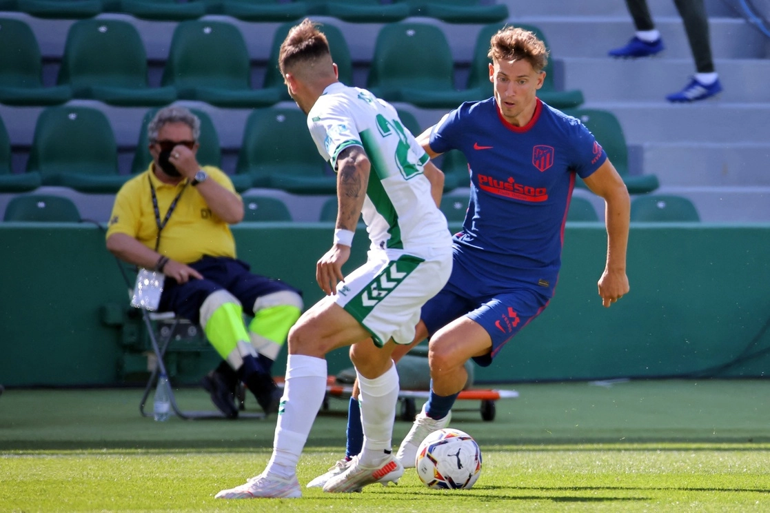 Marcos Llorente anotó el solitario gol que dio la victoria de 1-0 del ‘Atleti’ sobre Elche. Foto Afp 
