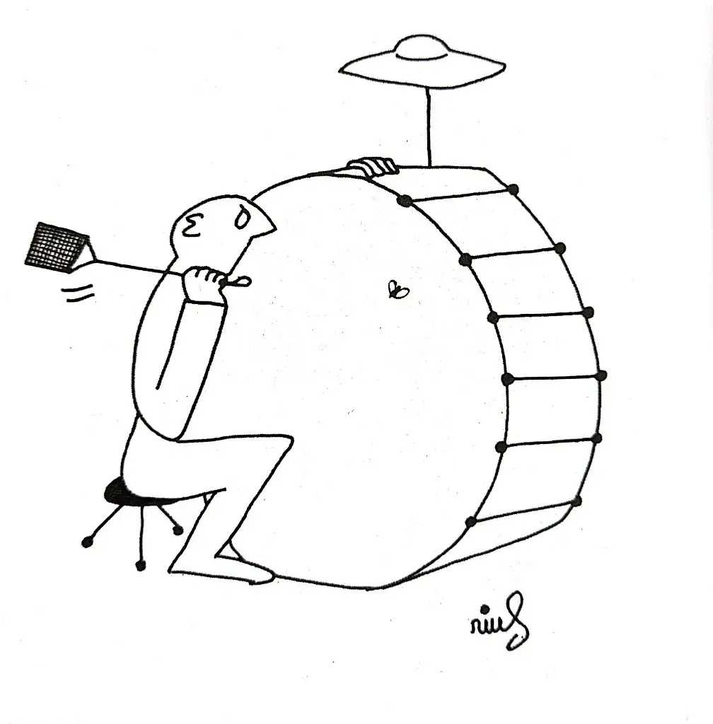 Ilustración incluida en el libro, que recopila obra de “una etapa desconocida de 'Rius', una a la que no se dio gran difusión porque incluye un humor al que la gente no estaba acostumbrada”.
