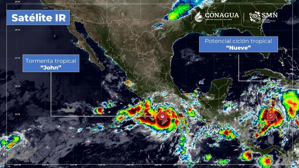 Se estableció zona de prevención por efectos de tormenta tropical desde río Lagartos, Yucatán, hasta Tulum, Quintana Roo, y zona de vigilancia por efectos de huracán desde cabo Catoche hasta Tulum. Foto @conagua_clima 