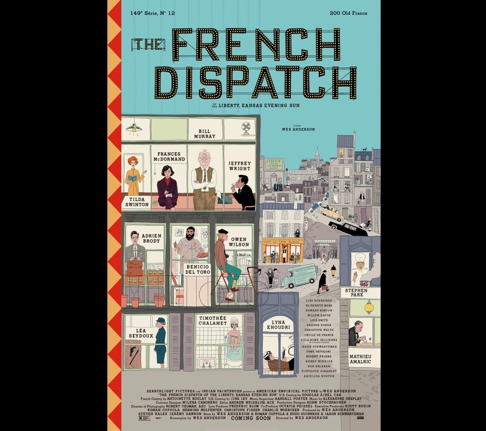 ‘La crónica francesa’ de Wes Anderson es la tercera cinta agregada a la competencia por la Palma de Oro en Cannes. Foto Tomada del Twitter @french_dispatch