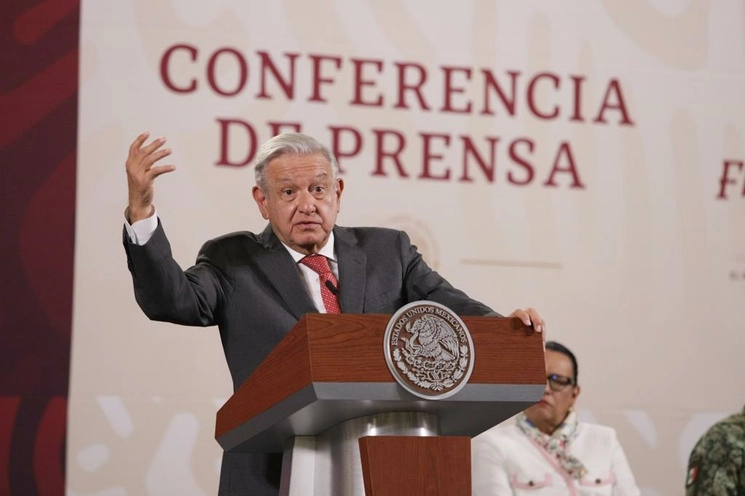 El presidente Andrés Manuel López Obrador, durante su conferencia matutina en Palacio Nacional, en la Ciudad de México, el 2 de mayo de 2023. Foto Pablo Ramos



