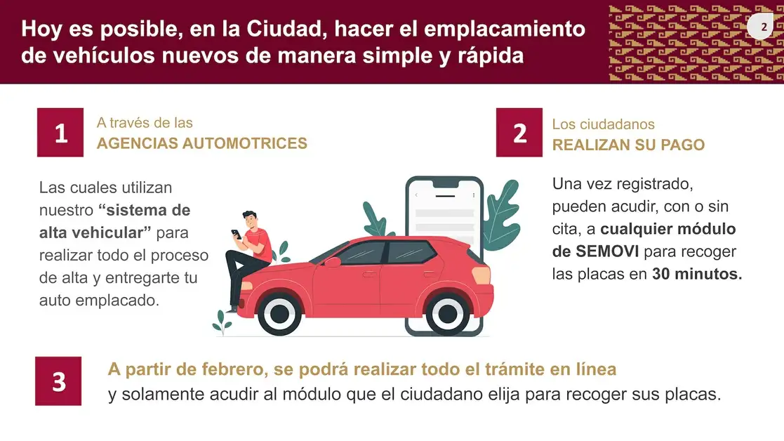 El trámite ahora podrá hacerse de manera virtual vía Internet, además de que se ha eliminado el exigir varios documentos que antes se exigían para emplacar en la CDMX, y dificultaban el proceso.
Fotos. Cortesía Gobierno de la Ciudad de México.
