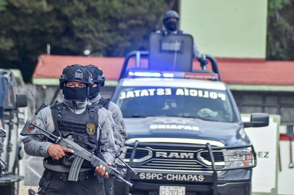 Policías estatales durante un operativo en Chiapas. Foto Cuartoscuro / Archivo