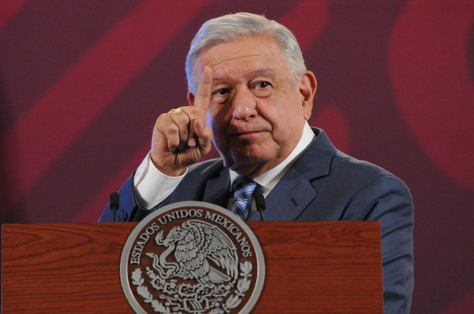 El presidente Andrés Manuel López Obrador durante su conferencia matutina en Palacio Nacional, el 8 de noviembre de 2023. Foto Cuartoscuro