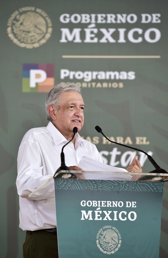 El Presidente durante la presentación de los programas para el Bienestar en Boca del Río, Veracruz. Foto GobiernoMX