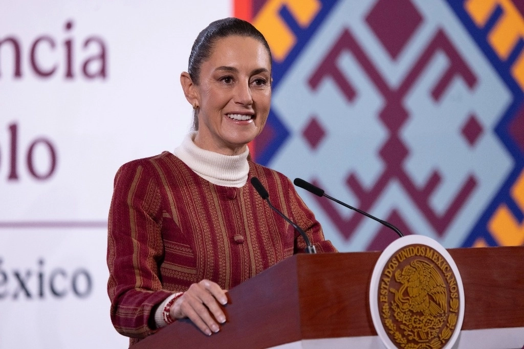 La presidenta Claudia Sheinbaum durante su conferencia en Palacio Nacional, el 7 de febrero de 2025. Foto cortesía Presidencia
