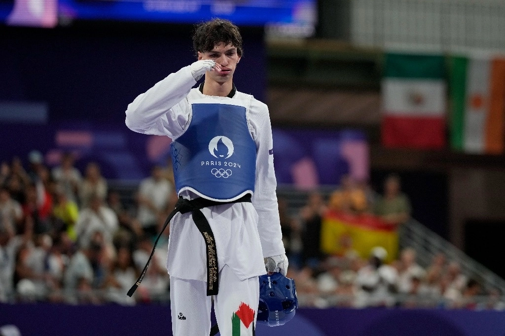 Omar Yaser, taekwondoín paletino, fue eliminado en los octavos de final de la categoría de 58 kilogramos. Foto Ap
