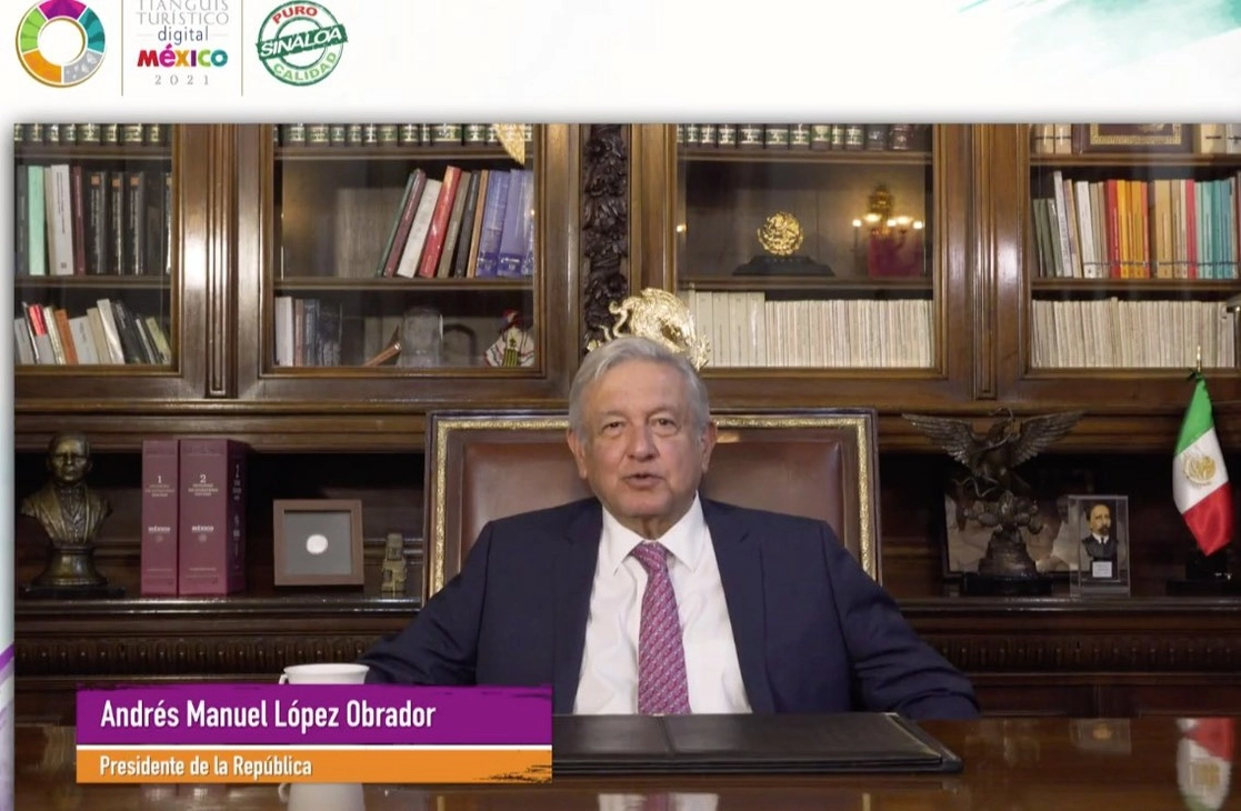 “Tenemos que seguir promoviendo el turismo, la verdad, la verdad, no nos cuesta mucho porque las bellezas de México son únicas”, dijo López Obrador durante la inauguración del Segundo Tianguis Turístico Digital, el 23 de marzo de 2021. Foto tomada del Twitter de @SECTUR_mx