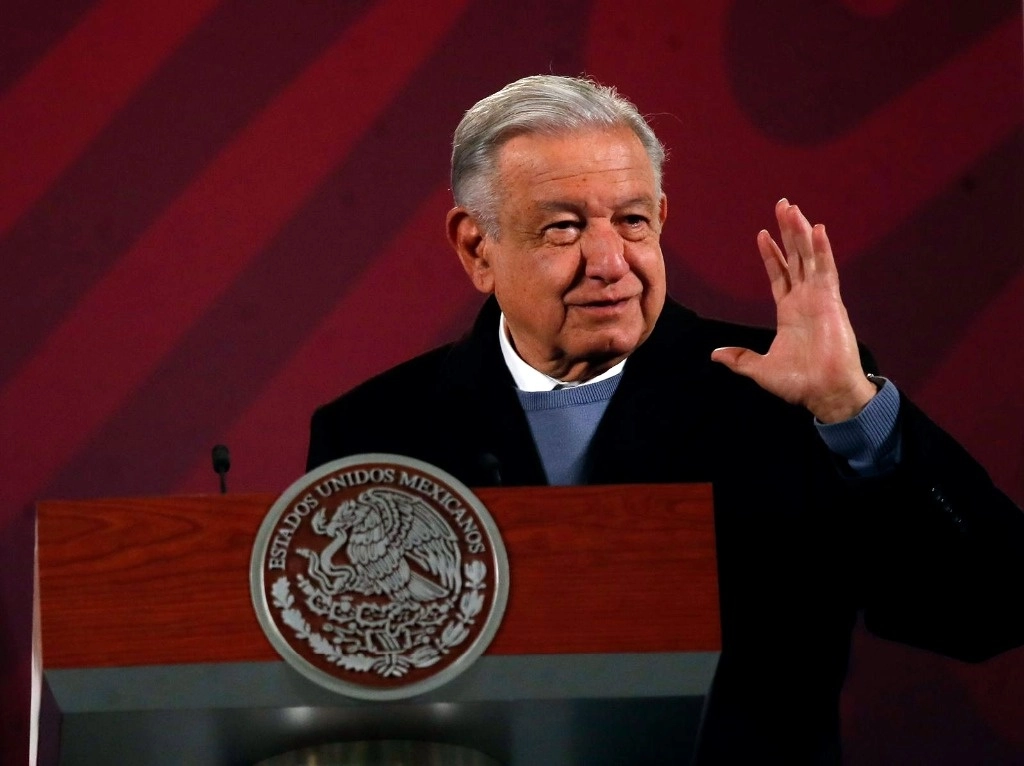 El presidente de México, Andrés Manuel López Obrador, durante su conferencia matutina en Palacio Nacional, en la Ciudad de México, el 28 de diciembre de 2023. Foto Cristina Rodríguez
