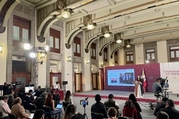 Aspectos de una conferencia del Presidente en Palacio Nacional, el 12 de julio de 2023 . Foto Roberto García Ortiz