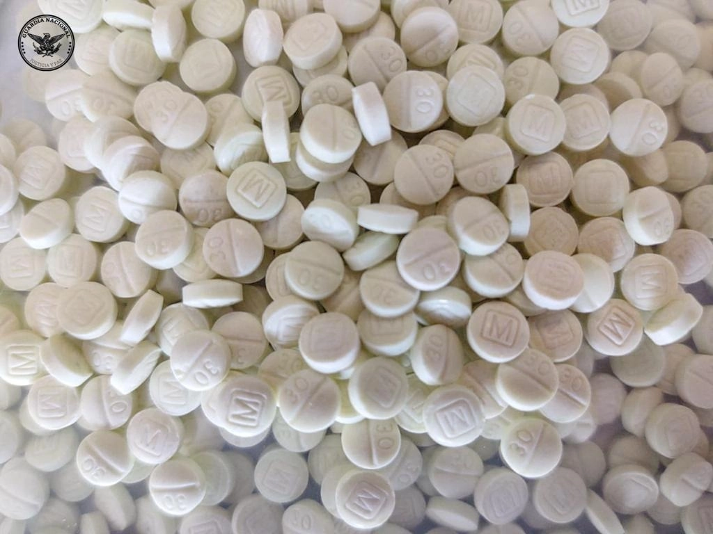 Pastillas de fentanilo, sustancia catalogada como ilegal. Foto tomada del Twitter de @GN_MEXICO_