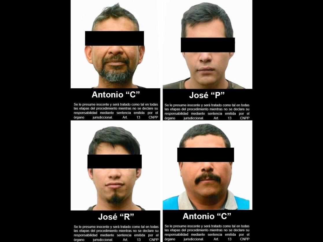 Cuatro de los siete presuntos integrantes del CJNG que fueron vinculados a proceso. Foto cortesía FGR