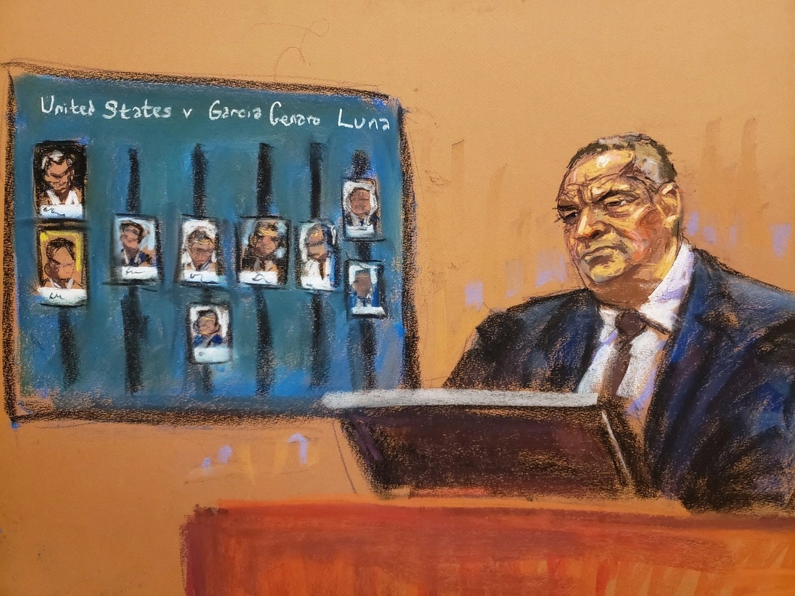 El juicio a Genera García Luna en Estados Unidos entró en una fase de deliberación a puerta cerradas. Foto Ilustraciones Jane Rosenberg del juicio de Genaro García Luna