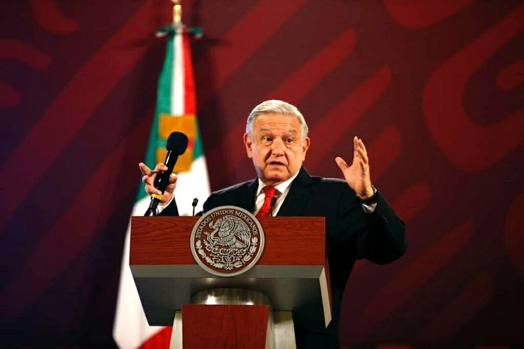 El presidente de México, Andrés Manuel López Obrador, durante su conferencia matutina en Palacio Nacional, en la Ciudad de México, el 24 de mayo de 2023. Foto José Antonio López