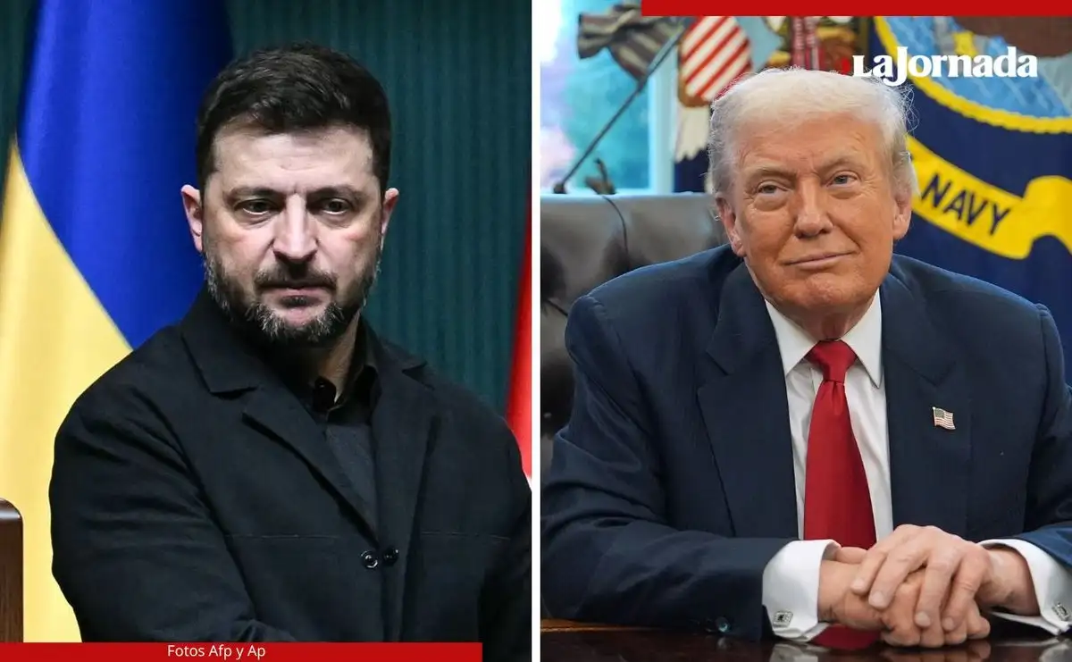 El mandatario de EU, Donald Trump, dijo que el presidente ucranio, Volodymir Zelensky, deberá conformarse con el plan de paz con Rusia; en algún momento tendrá que aceptar algo (del plan) , expresó el republicano. Fotos 