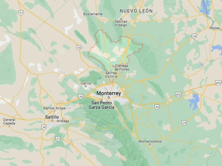 Al menos 10 presuntos criminales fueron abatidos por elementos de la Fuerza Civil de Nuevo León cuando se desplazaban por la autopista Monterrey-Nuevo Laredo, en el municipio de Salinas Victoria. Imagen tomada de Google Maps