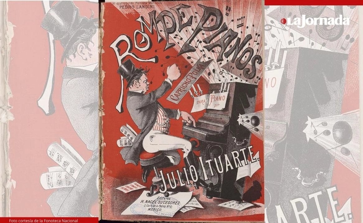 El afiche Rompe-Pianos. Capricho-Polka para piano, creado por Julio Ituarte y perteneciente a la colección del AGN. El póster ingresó al archivo el 24 de septiembre de 1897.