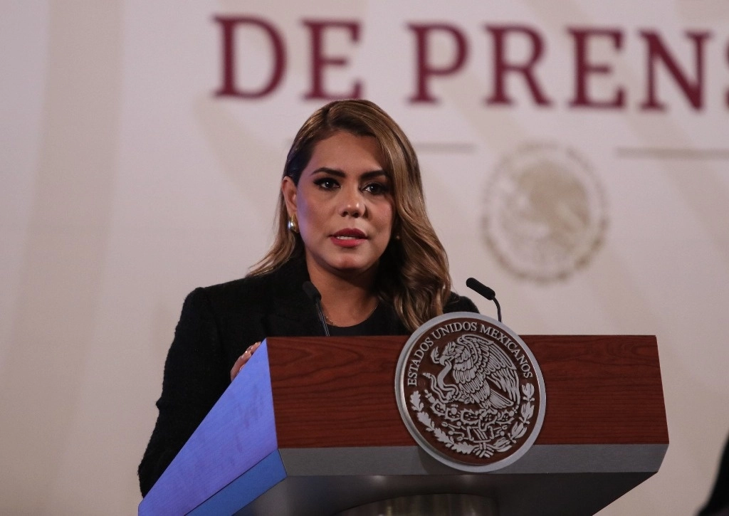 Evelyn Salgado Pineda, gobernadora de Guerrero durante la conferencia de prensa en Palacio Nacional.Foto Cuartoscuro