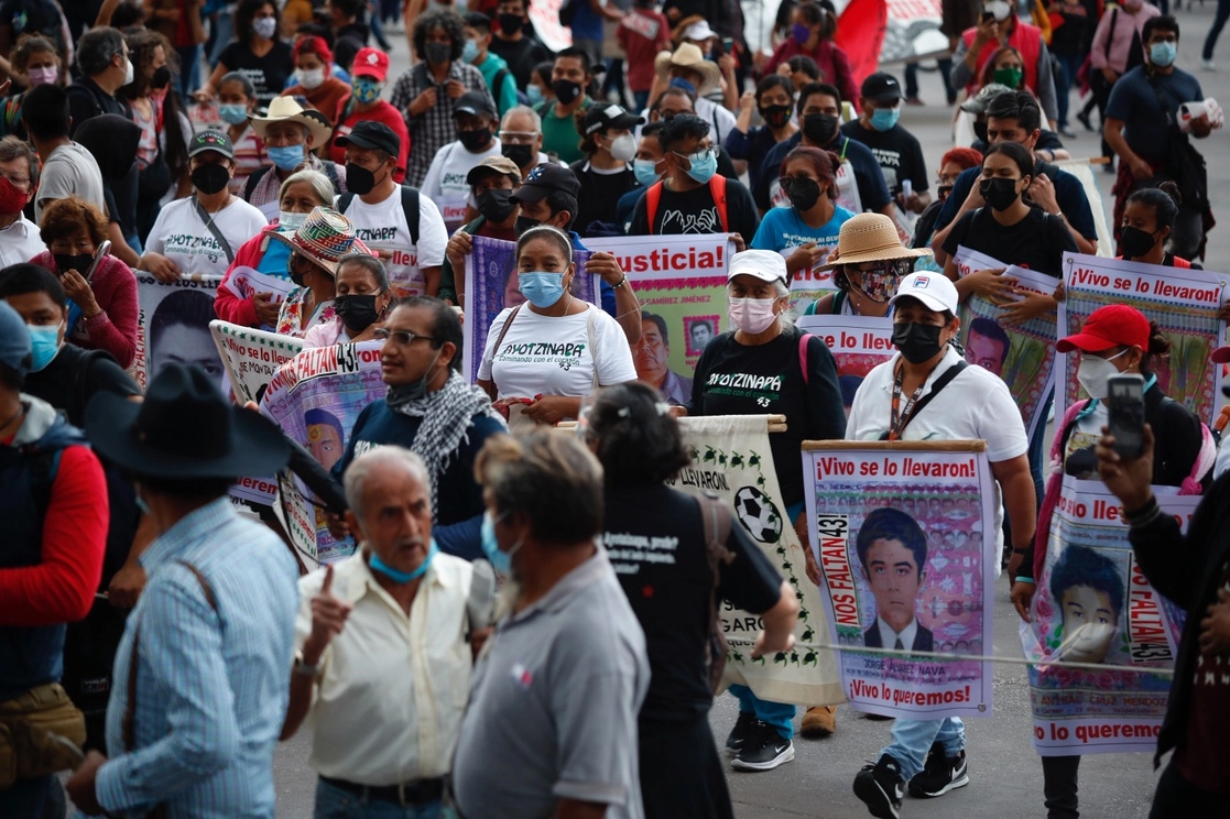 Marcha por los siete años de la desaparición de los 43 normalistas de Ayotzinapa en Iguala, Guerrero. Foto Cristina Rodríguez