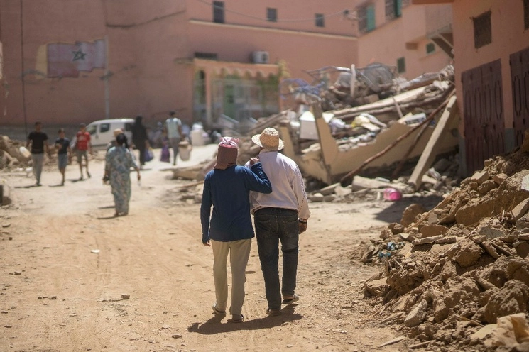 Escombros causados ​​por el terremoto, en la ciudad de Amizmiz, cerca de Marrakech, Marruecos, el 10 de septiembre de 2023. Foto Ap