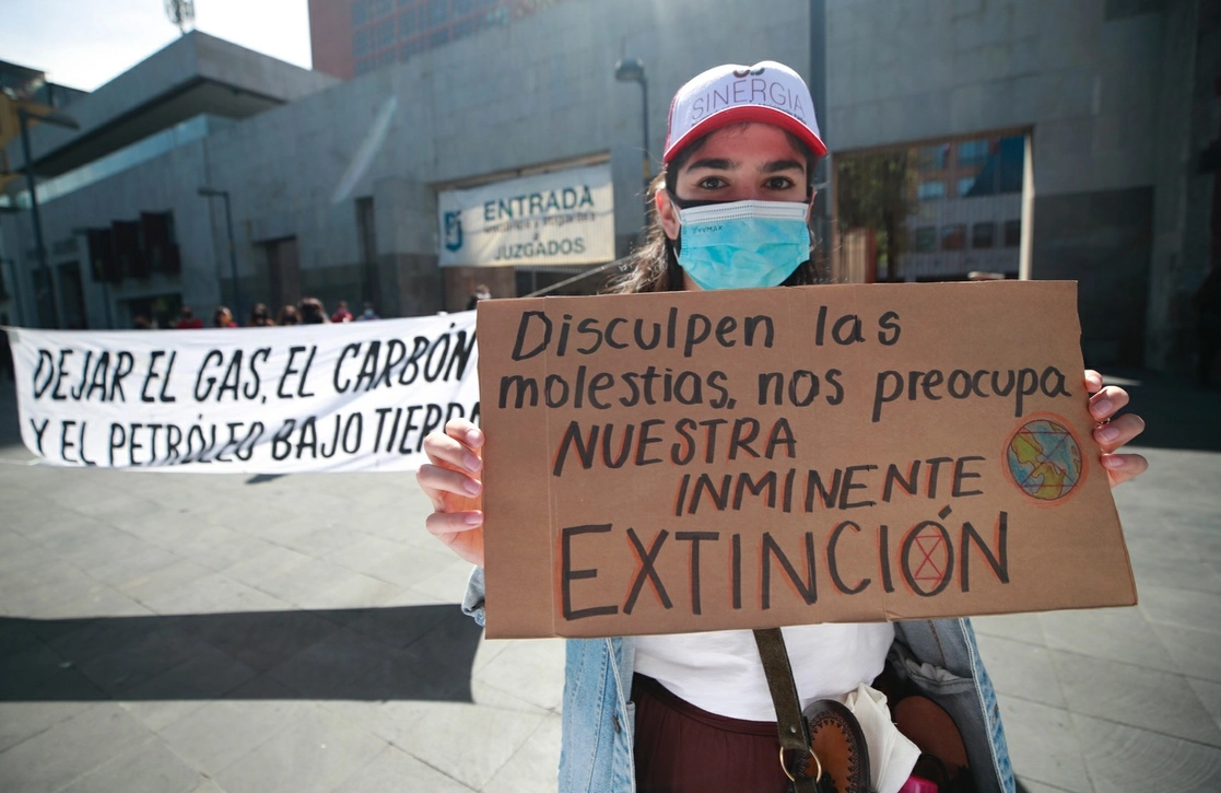 Durante la protesta. Foto Víctor Camacho/ La Jornada