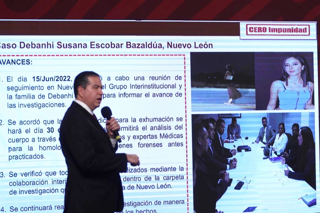 El subsecretario de Seguridad Pública, Ricardo Mejía Berdeja, durante la conferencia presidencial matutina en Palacio Nacional, en la Ciudad de México, el 16 de junio de 2022. Foto Roberto García Ortiz