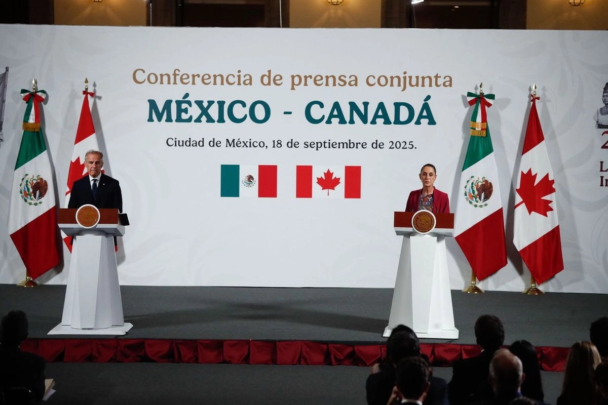 En conferencia de prensa, la presidenta Claudia Sheinbaum y el primer ministro de Canadá, Mark Carney expresaron su optimismo en las negociaciones. Foto