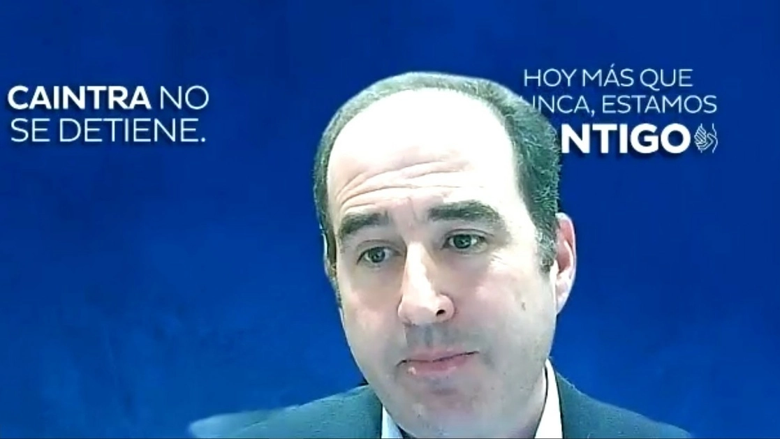 Rodrigo Fernández, presidente de la Caintra, el 6 de abril de 2021. Foto tomada del Twitter de @caintra_nl